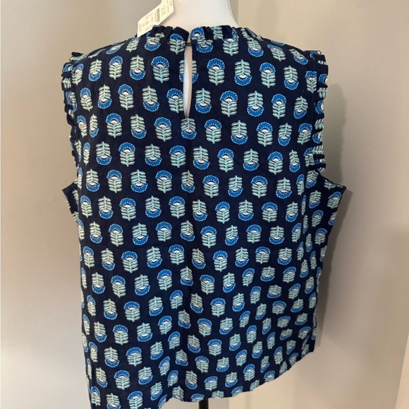 J.Crew linen cotton blend blue summer top size XL. NEW W/TAG - Picture 4 of 8